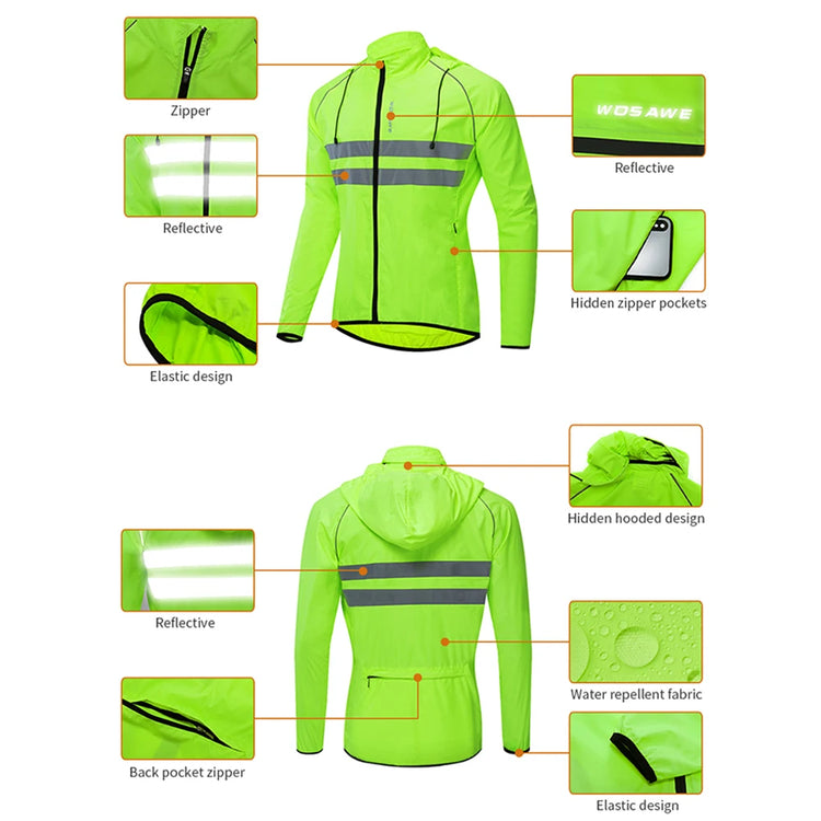 Coupe-Vent Cyclisme WOSAWE Imperméable Réfléchissant