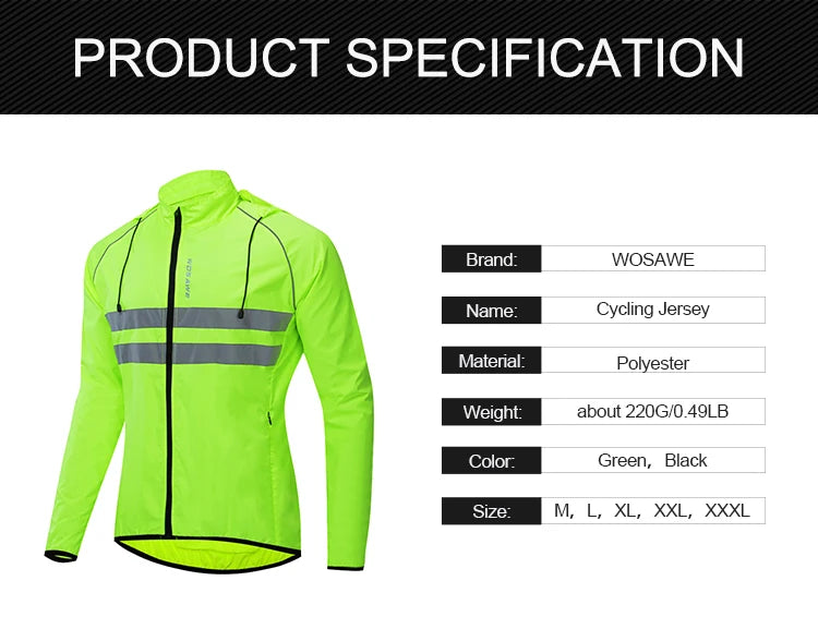 Coupe-Vent Cyclisme WOSAWE Imperméable Réfléchissant