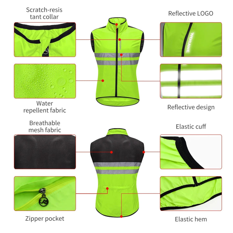 Coupe Vent Cyclisme WOSAWE Imperméable Réfléchissant Pliable Running - CoreBeat Vélo & Cyclisme