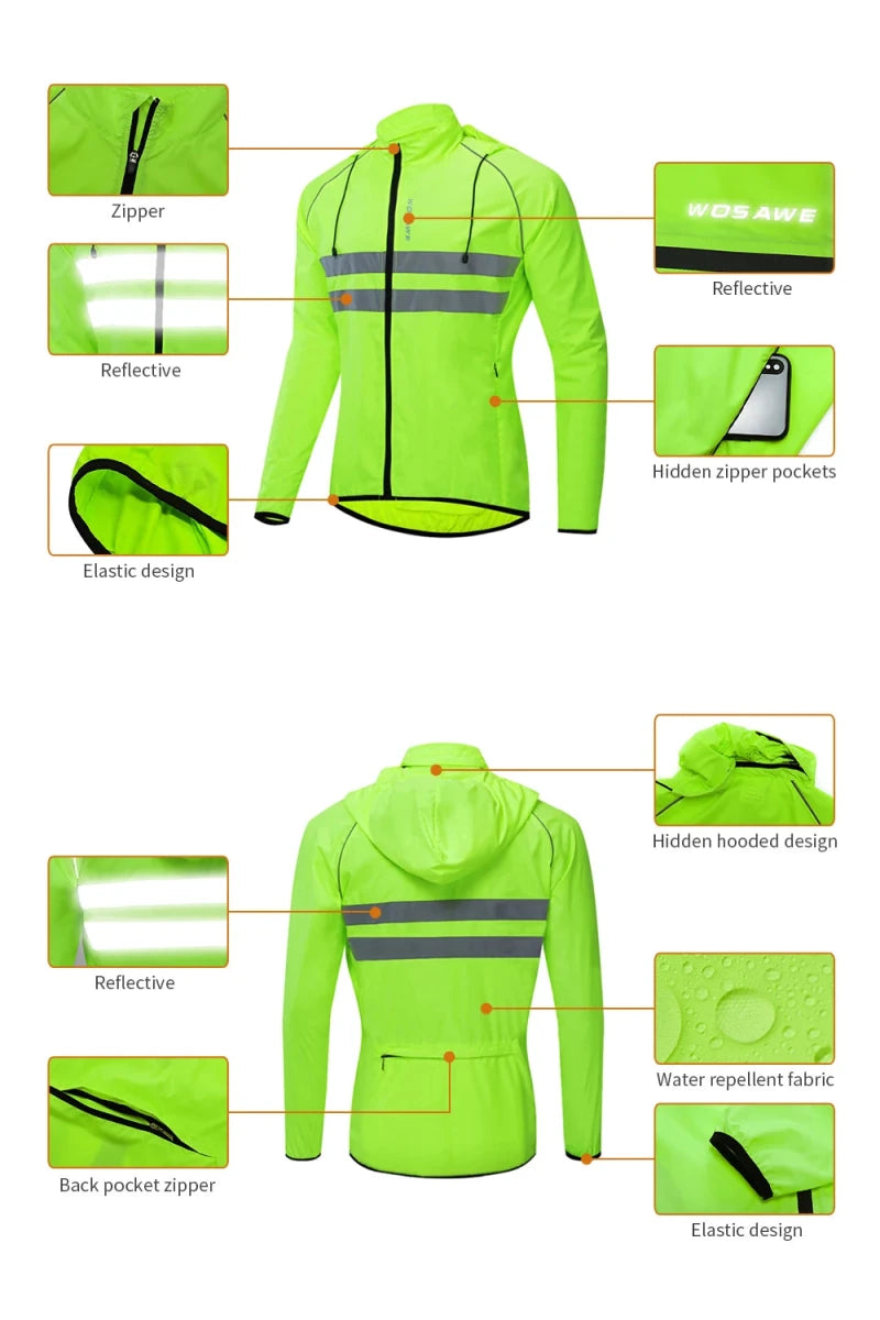 Coupe Vent Cyclisme WOSAWE Imperméable Réfléchissant Pliable Running - CoreBeat Vélo & Cyclisme