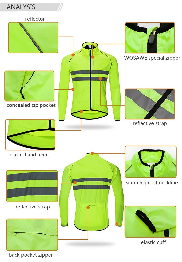 Coupe Vent Cyclisme WOSAWE Imperméable Réfléchissant Pliable Running - CoreBeat Vélo & Cyclisme