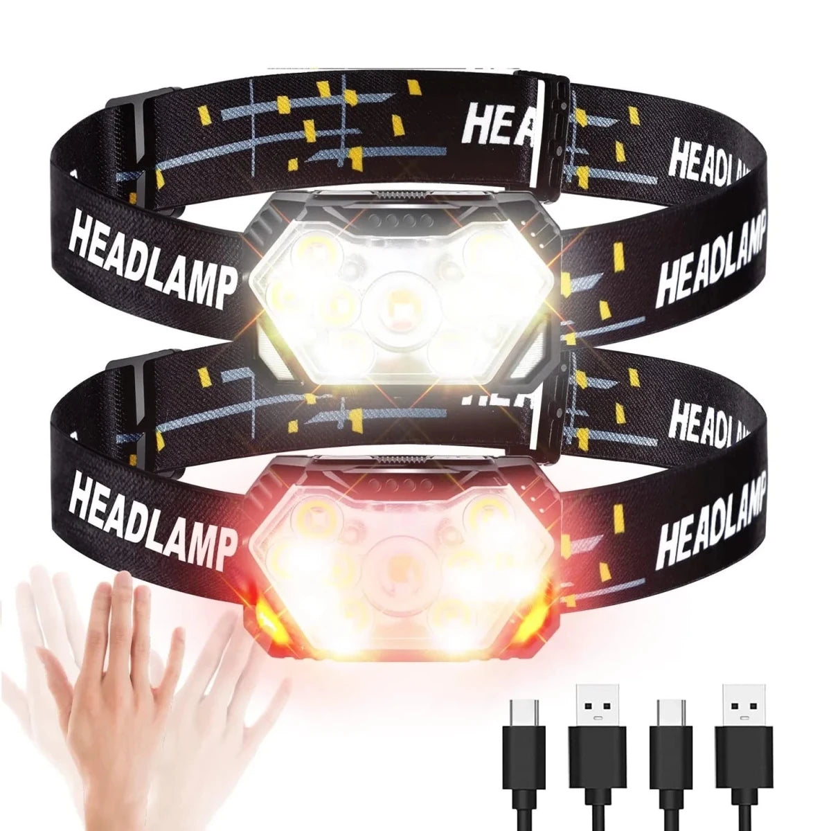 Lampe Frontale LED 9 Lumières USB Rechargeable - CoreBeat Accessoires Sport