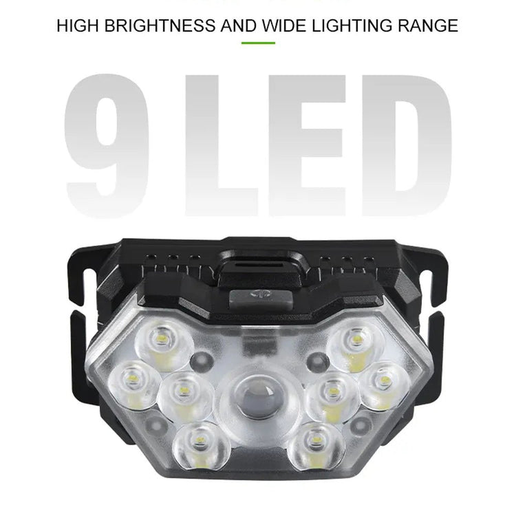 Lampe Frontale LED 9 Lumières USB Rechargeable - CoreBeat Accessoires Sport