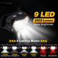 Lampe Frontale LED 9 Lumières USB Rechargeable - CoreBeat Accessoires Sport